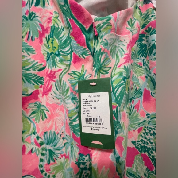 Lilly Pulitzer Razz Berry Catty Shack Sadie Romper Size 10 - Picture 11 of 13
